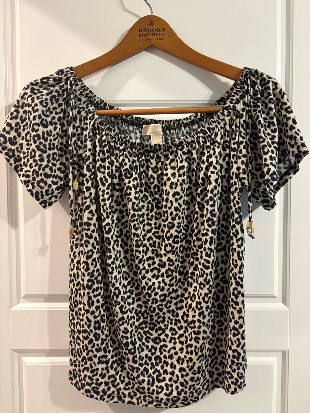 MICHAEL Michael Kors Leopard Off Shoulder Blouse M